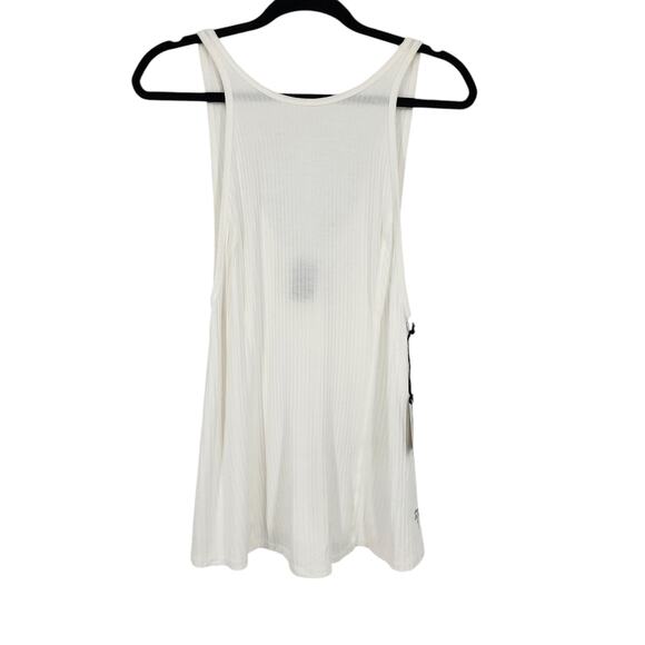 Electric & Rose Jersey Ribbed White Tank Top Deep V Back Size Small NWT - Picture 1 of 7